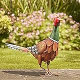 Garden Gear Metal Pheasant Ornament, Bird Statue, Outdoor Painted Sculpture for Pathways, Patios & Borders, Height 42.5cm