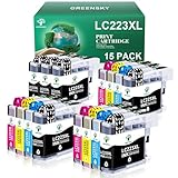 GREENSKY LC223 Ink Cartridge Compatible Replacement for Brother LC223 for Brother DCP J4120DW MFC J4620DW MFC J680DW DCP J5625DW MFC J5320DW MFC J4625DW J4420DW J480DW J5720DW DCP J562DW Ink (15 Pack)
