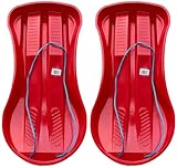 2 x Heavy Duty Large Unisex Children & Adults Snow Sledge Toboggan Sledge Rope Sled Play Snow Ice Red