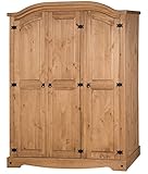 Corona Mexican Solid Pine 3 Door Arch Top Wardrobe