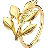 WILLBOND 6 Pieces Leaf Napkin Rings Holders for Wedding, Birthday Dinner Party, Family Gatherings, Table Decorations Christmas Thanksgiving Parties (Gold, 6 Pieces)