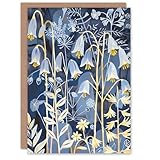 Artery8 Greeting Card Bluebells at Night Botanical Painting Wildflowers Blank For All Him Or Her Art Birthday Card