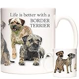 11OZ Mug Border Terrier Gift, Life is Better with A Border Terrier Dog, Ceramic Gift Mug. Dishwasher Safe