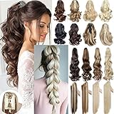 Claw Clip in Ponytail Hair Extension Synthetic Hair Extensions Hairpiece One Piece Long Pony Tails 18inch Wavy - Dark Brown
