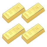 TOYANDONA 4 Pack Fake Gold Bars, Replica Gold Bullion Glittering Brick Decorations Bar Paperweight, Movie Prop Stage Pirate Party Favors Supplies Halloween Funny Gifts