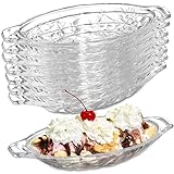 SOUJOY 8 Pack Banana Split Dish Boat, 8oz/240ml Acrylic Ice Cream Splits Plate, Clear Sundae Serving Bowl for Banana Split, Ice Cream, Fruits, Yogurt, Brownies, Snack