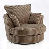 New Luxor Coffee Fabric Swivel Chair Jumbo Cord Fabric Single Seater 360 Rotation (Coffee, Swivel Chair)