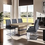 FURNCO | Extendable Rectangular Wooden Dining Table - Milo DT 160-215 x 90 x 75 cm | Space Saving Drop Leaf Kitchen Table | Artisan Oak/Anthracite (chairs not included)