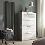 ZRIZAURA Ikea Brimnes Chest of 4 Drawers bedside table, White with Frosted Glass Fronts, 78x124 cm – Stylish IKEA Storage Cabinet – Spacious Organizer for bedroom, Living Room, or Hallway