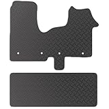 Carsio Rubber Van/Cab Mats For Vivaro Crew Cab Van 2014 to 2019 Tailored Fit Floor Mat Set Complete Accessory Black Custom Fitted - All Weather & Heavy Duty, Anti-Slip Backing with Clips
