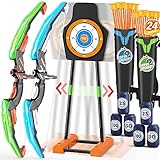 HYES 2 Pack Toy Archery Bow and Arrow for Kids, Archery Set with LED Light, Moving Target, 24 Suction Cup Arrows, 6 Score Targets, 2 Quiver, Indoor Outdoor Sport Gifts for Boys Girls Ages 4-12
