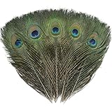 Ballinger 16Pcs Natural Peacock Feathers - 10-12 inch Large Big Peacock Feathers Bulk for DIY Crafting,Christmas,Wedding and Holiday Decorations