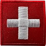 Mini Switzerland Flag Patch Iron Sew On Clothes Bag Small Swiss Embroidery Badge
