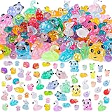 gyoyede 150pcs Luminous Mini Resin Animals,Tiny Animals Glow in The Dark Miniature Resin Animal Figures Bulk,Mini Panda Duck Dolphin Rabbit for Fairy Garden Micro Landscape Aquarium Dollhouse Decor