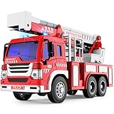 GizmoVine Fire Engine Toys, Large Fire Truck with Lights Sound Rescue Ladder, Friction Powered Large Toy Firetruck, Kids Big Trucks, Brithday for Children Age 3 4 5 6 7 8 Year Olds