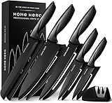 Home Hero Ultra-Sharp Stainless Steel Kitchen Knife Set - Chef Knives Set (11 pcs Set - Black with Sheath)