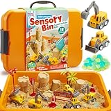 Klever Kits Magic Play Sand for Kids Construction Toys Sandbox with 18 Accessories and Glowing Stones Play Sand Toys for Boys Girls 3 4 5 6 7 8 Year Old Sensory Bin Learning Gifts
