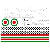 GamesMonkey Vespa Helmet Stickers Kit, White, Italy Stripes, Glossy Vinyl
