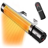 Pro Breeze Halogen Infrared Patio Heater - Wall Mounted Electric Heater With Remote Control for Garden/Outdoor - 2 Heat Settings (1KW &/2KW) - Fixtures & Fittings included