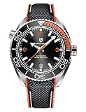 Pagani Design Men's Automatic Watch, Water-Resistant to 100 m, Mechanical, Ceramic Bezel, Sapphire Crystal, Automatic Diver's Watch (Orange)