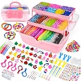 Sanlebi 15000+ Pcs Loom Band Kit - 32 Colors DIY Charm Bracelet Making Kits with Loom Band Board in Craft Storage Box for Girls Boys