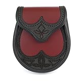 Gm Belts Stunning Glen Esk Ox Blood Leather & Black Broughing Semi Dress Sporran