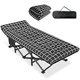 ATORPOK SHOP Camp Beds for Adults with Cushion, Comfortable Travel Camping Cot for Sleeping, Portable Tent cot with Carry Bag Supports 450 lbs (Black)