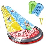Water Slide,Double Lane Slip and Slide,480CM Slip Slide and 2 Bodyboards,Water Slides for Kids with Sprinkler,Water Slide Mat,Inflatable Splash Water Slip,Waterslides Outdoor Toys for Backyard,Garden