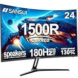 SANSUI Curved Gaming Monitor 24 Inch Up to 180Hz MPRT 1ms with Built-in Speakers Computer Monitor FHD 1080P Freesync 130% sRGB HDR, HDMI DP Ports VESA Mount Bracket