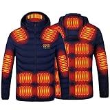 2025 Upgraded Heated Jacket, 23 Heating Zone Men's Electric Heating Down Jacket Waterproof Windproof Electric Coat Outerwear with 3 Temperature Heated Gilet for Outdoor Camping Hiking Golf