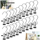 BUZIFU 20 Pcs Portable Laundry Hooks, No-slip Metal Boots Hangers,Single Coat Hangers,Hat Storage Hanger Clips, Home Travel Hanger Clips, Clip Hooks Hanger for Towels, Socks