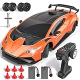 Lamborghini RC Drift Car, 1:18 4WD High Speed Remote Control Drift Cars with Full Proportional Throttle and LED Light, 35 KM/H RC Racing with Speed Adjustment, Boys Toy Gifts Age 6 7 8 9 10 11 12+