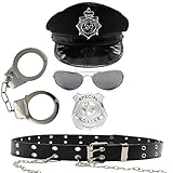 Cherry-on-Top Sexy Police Woman Outfit Accessory Set | Includes Police Hat Badge, Belt, Glasses, Cuff | Halloween | Valentines