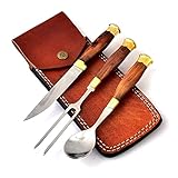 Medieval cutlery set, hand-forged. The handle is made of wood (brown) MAQ4527B