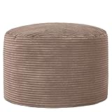 icon Milano Cord Bean Bag Pouffe, Mocha Brown, Large Pouffe Footstool with Filling Included, Footrest, Bedroom, Living Room, Living Room Furniture