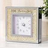 Widdop & Co Celebrations Golden Crystals Border Mirror Glass Mantel Clock 50th Anniversary