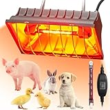 Nottac Heat Lamp for Chickens Chicks, 175W Brooder Heater Lamp for Chicks Ducks, Adjustable Hanging Height & Anti-Fall Waterproof Cover for Winter Livestock Pet