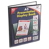 A3 40 Pocket Display Book Presentation Folder Portfolio (80 Views) Project Book Certificate Folder Plastic Wallets (1 Book)