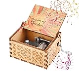 SOSPIRO Wood Music Box, You Are My Sunshine Music Box Vintage Hand Crank Musical Box Gift for Birthday/Christmas/Valentine's Day/Wedding