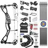 Generic Compound Bow Set for Adults & Youth, Right & Left Hand, 0-70 LBS Draw Weight, 18"-30" Draw Length, Hunting Bow with Accessories