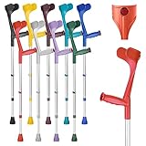 Ossenberg Classic Open Cuff Ergonomic Grip Elbow Crutch – Red – Single | Lightweight Height Adjustable Economy Comfort Coloured Forearm Crutch for Adults Men & Women Mobility and Walking Aid