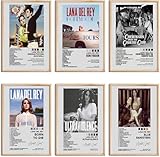 Lana Del Rey Album Cover Signed Limited Posters Print Rapper Music Posters Canvas Wall Art Room Aesthetic Set of 6 for Teen and Girls Dorm Decor 8x12 inch Unframed