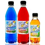 Blue Raspberry & Strawberry Syrup Pack with FREE Tropical - Compatible with ALL Slush Puppie - Slushie - Slushy & Snow Cone Machines