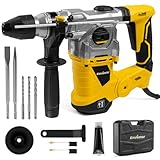 Enventor Hammer Drill, 1500W Heavy Duty Electric Rotary Hammer Drill, 360° Auxiliary Handle, SDS-Plus, for Concrete, Masonry, Brick, Steel, Wood
