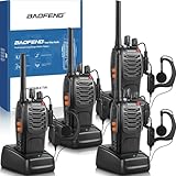 Long Range Walkie Talkies For Adults - 4 Pack of Professional Rechargeable 2-Way Radios 16 Channels with LED Light, Original Earpieces, and VOX Functionality