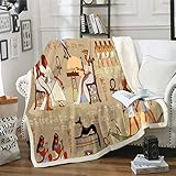 Loussiesd Ancient Egypt Fleece Throw Blanket with Egyptian Wall Painting Sherpa for Sofa, Bed, Couch - Microfiber Tribal Plush Blanket - Baby - 30"x40"