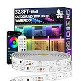 Bvokon 10M Outdoor LED Strip Light IP68 Waterproof,Outside RGB+IC Lights with App/Remote Control,Color Changing,Music Sync Rope Light for Balcony,Deck,Rooftop,Garden,Pool