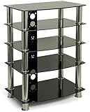 Centurion Supports Galago Black Glass TV/Hi-Fi Stand