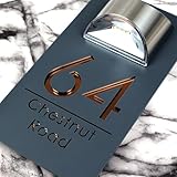 K Smart Sign Bellissima LED F31 Solar Light House Signs Door Number Plaques For Wall - Matt Grey & Copper Mirror