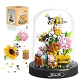 Bees & Sunflower Building Toy Kit - 588 Pcs Mini Buliding Blocks Set, Garden Flower Bouquet Animal Insect Botanical Plant Construction Brick for Adult Kid, Gifts for Birthday Valentine's Day Christmas